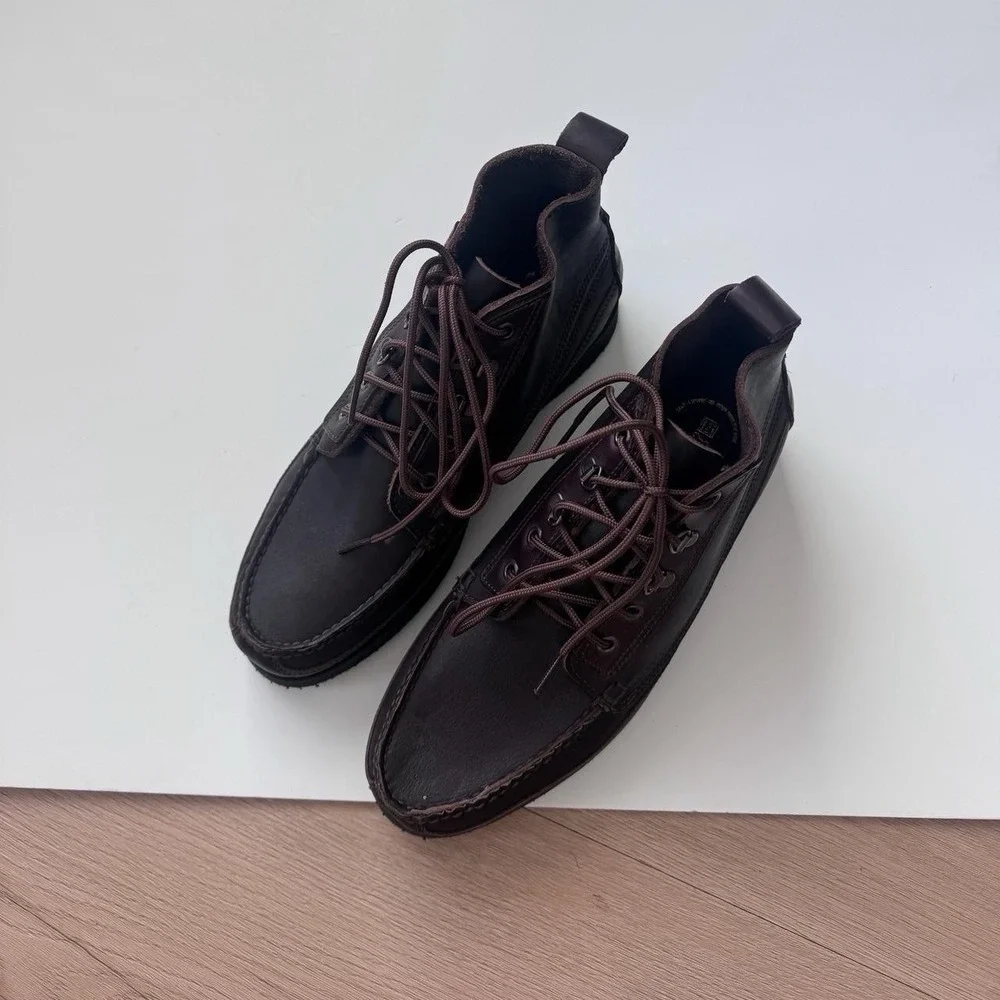 Dexter Brown Leather Boots 9 Lace Up Ankle Preppy Minimalist Classic Vintage 90s